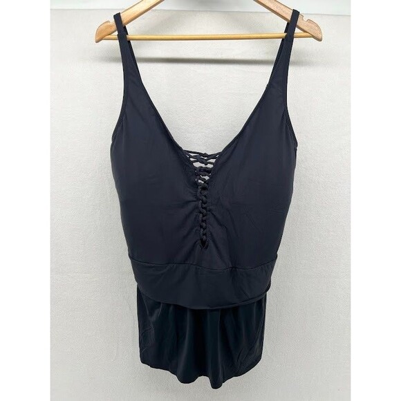 Bleu Rod Beattie Other - Bleu Rod Beattie Knotted Tank Top 1 Piece Skirted Swimsuit RB15101 Black  Sz 22W
